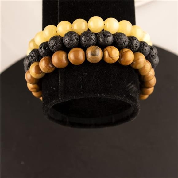 Natural Lava Rock Beads Bracelet Stretch Elastic Bracelets Adjustable Braided - Picture 5 of 6